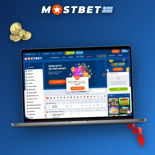 Mostbet για PC με λίστα αθλητικών γεγονότων και παράθυρο live casino στην οθόνη